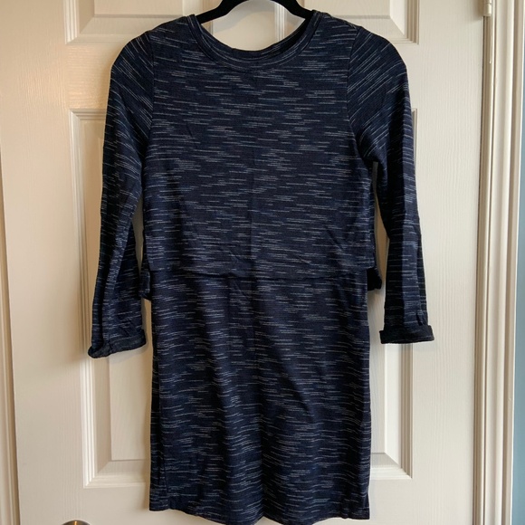 Topshop Petite - US 2 - Mini - Blue Heathered Striped Layered 3/4 Sleeve - Picture 1 of 4